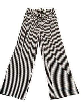 Katch Me Brown & White Striped Flare Drawstring Pants